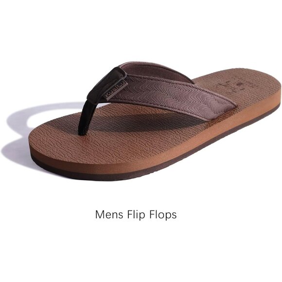 〽️ Men\'s Flip Flop Sandal Coffee Leather Slip On Arch Support Comfort Shoes main image 6
